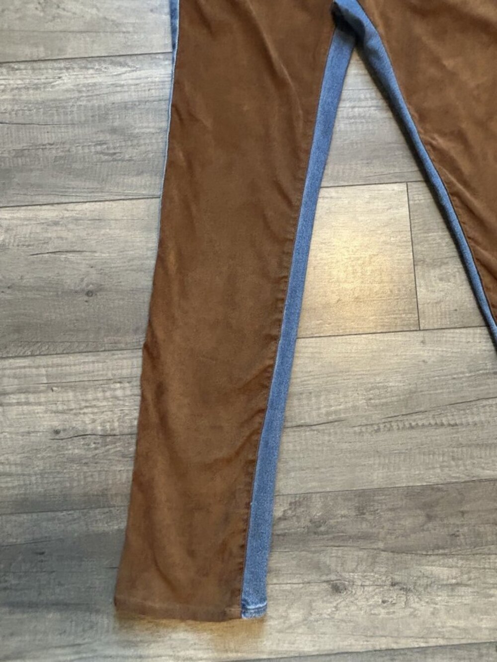 Good American Women's Jeans Icon Mixed Media Denim Faux Suede Size 4/27 western - Picture 6 of 11